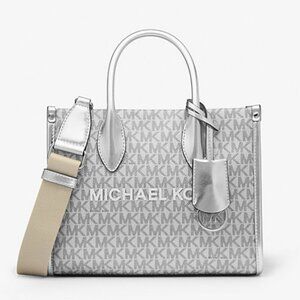 New Michael Kors Mirella Small Metallic Signature Logo Crossbody Bag